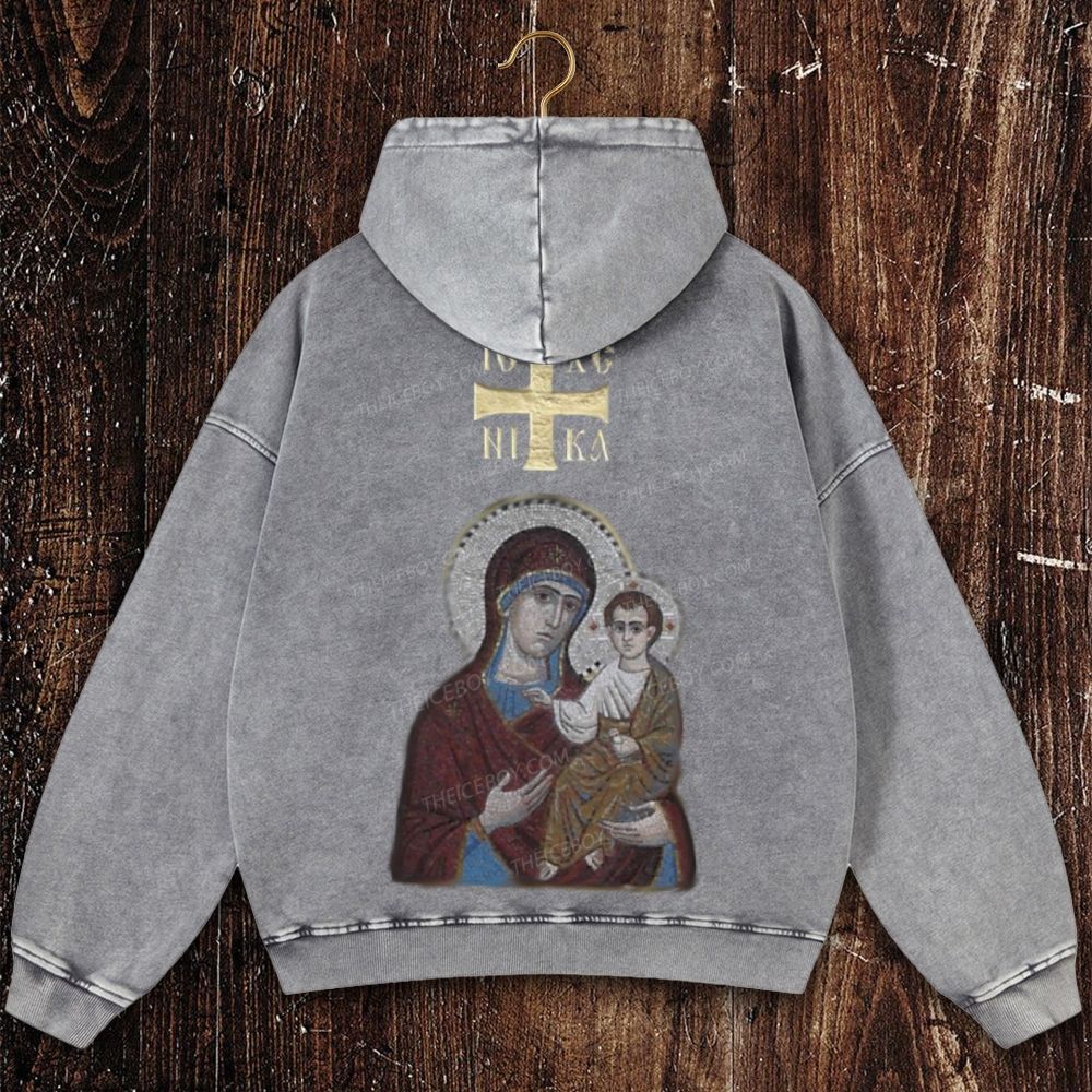 IC XC NIKA Orthodox Icons Christian Washed Hoodie
