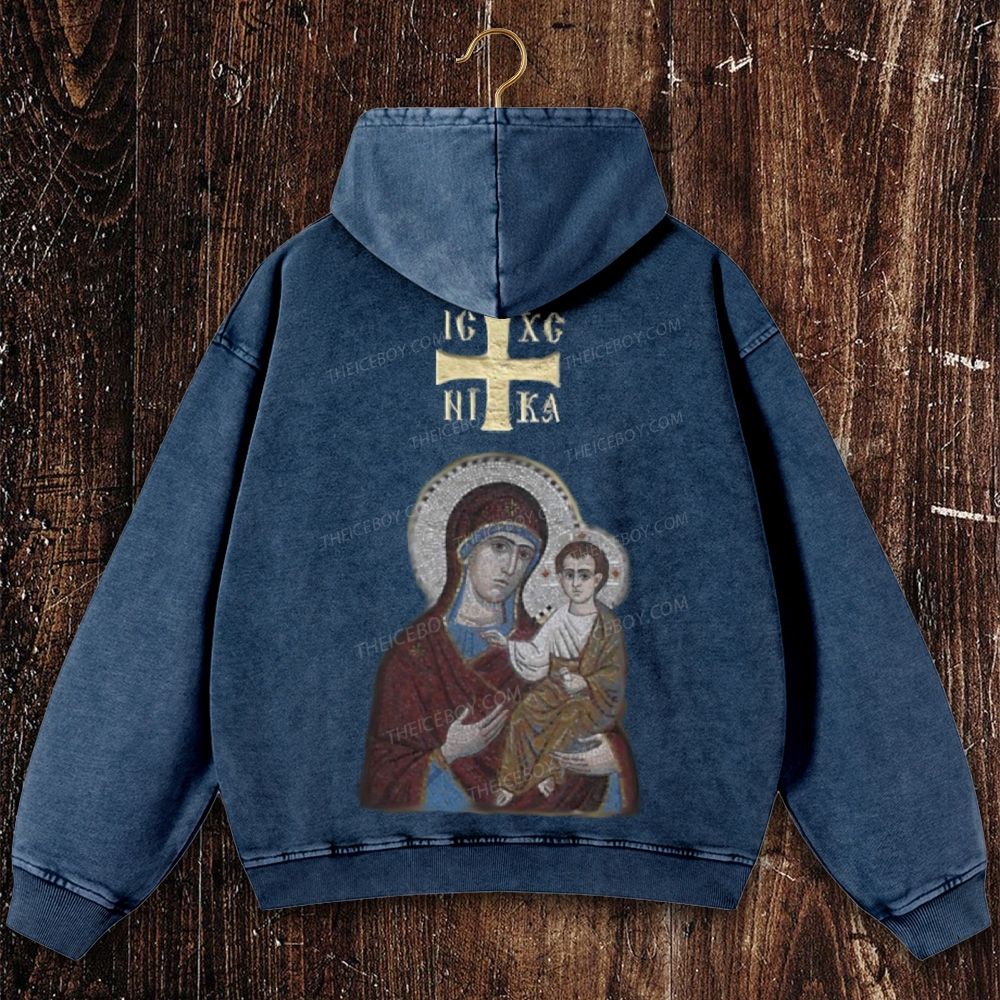 IC XC NIKA Orthodox Icons Christian Washed Hoodie