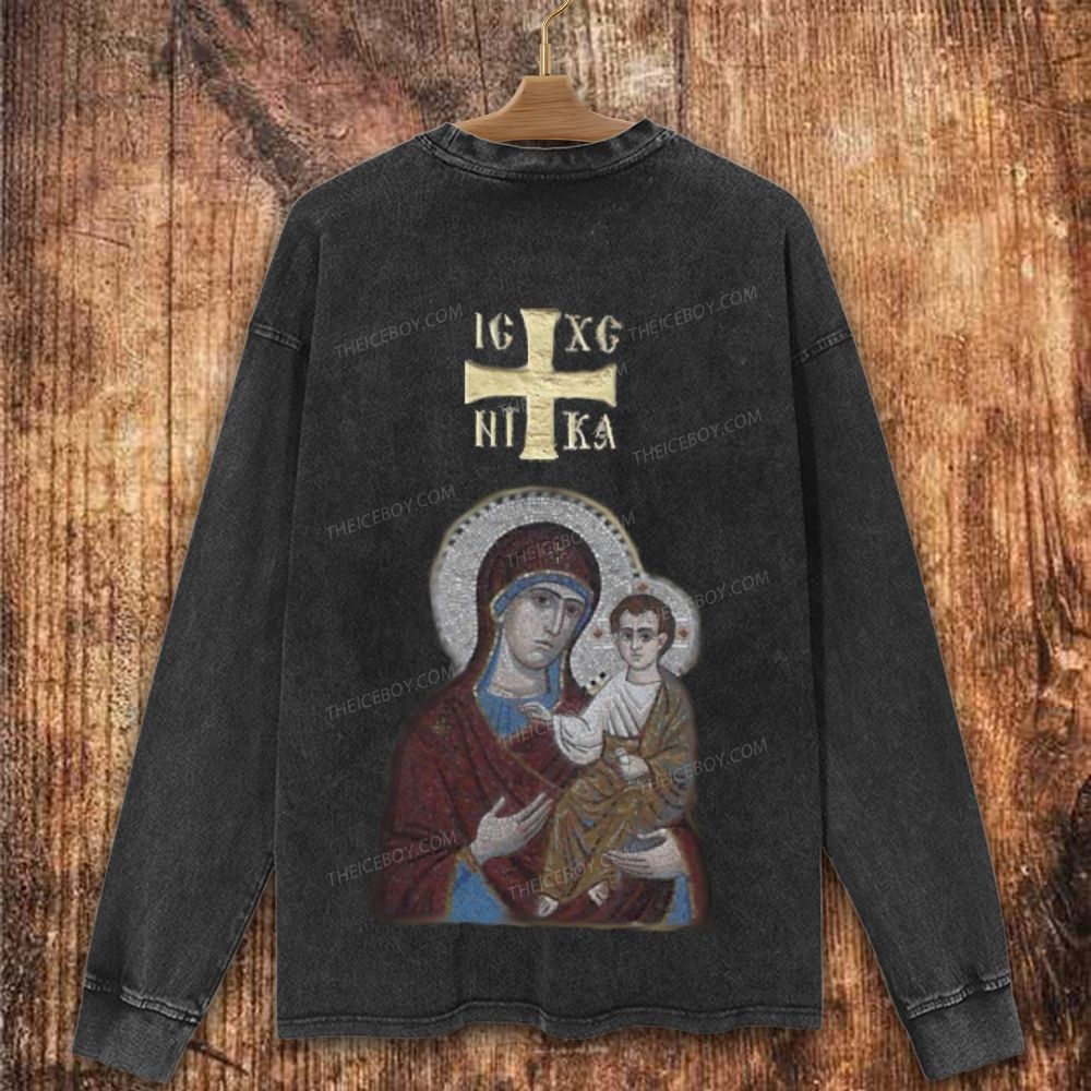 IC XC NIKA Orthodox Icons Christian Washed Sweatshirt