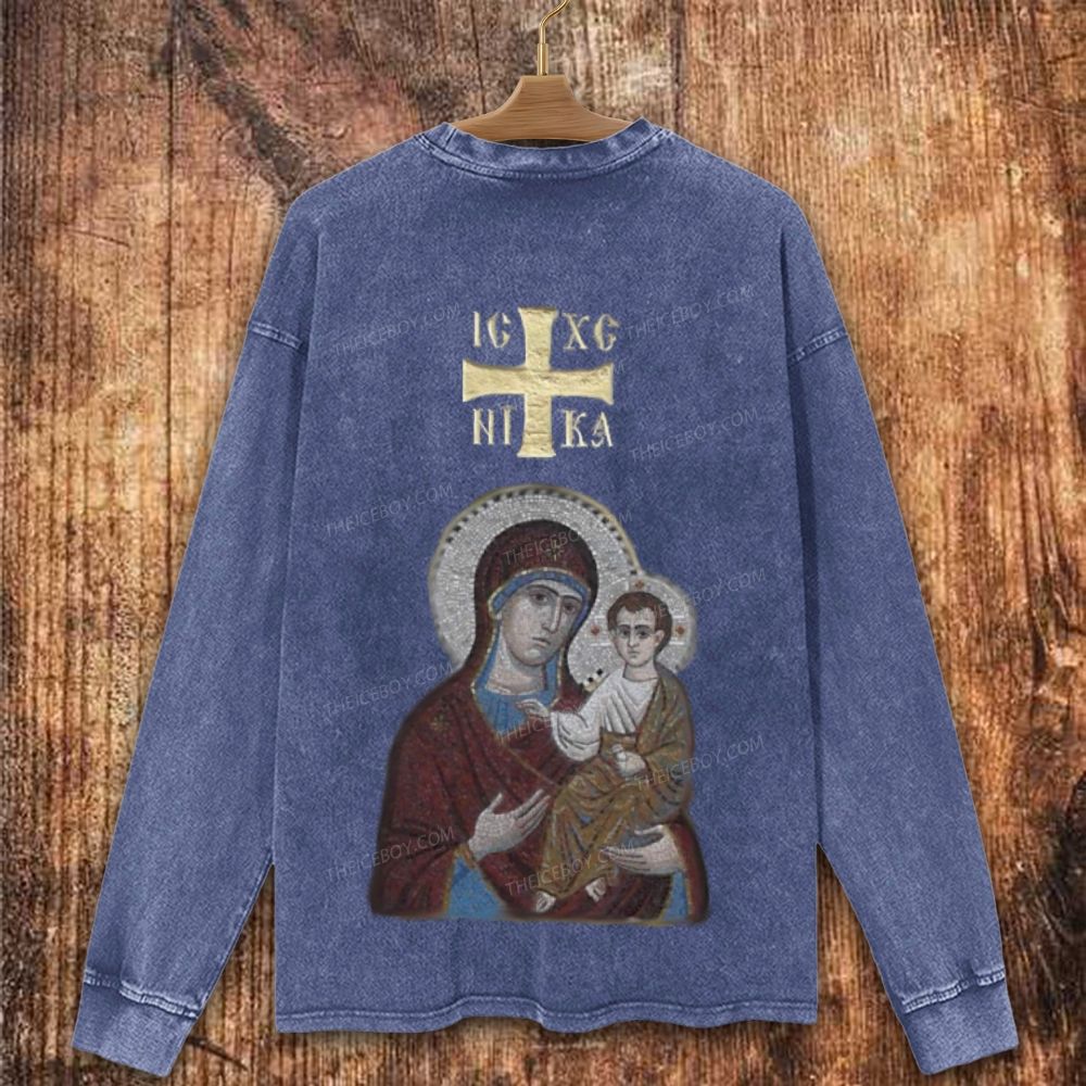 IC XC NIKA Orthodox Icons Christian Washed Sweatshirt