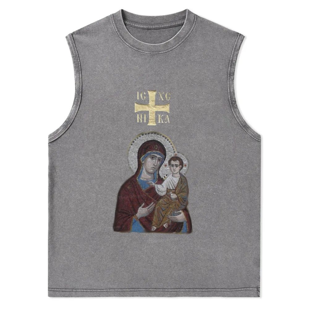IC XC NIKA Orthodox Icons Christian Snowflake Washed Vest