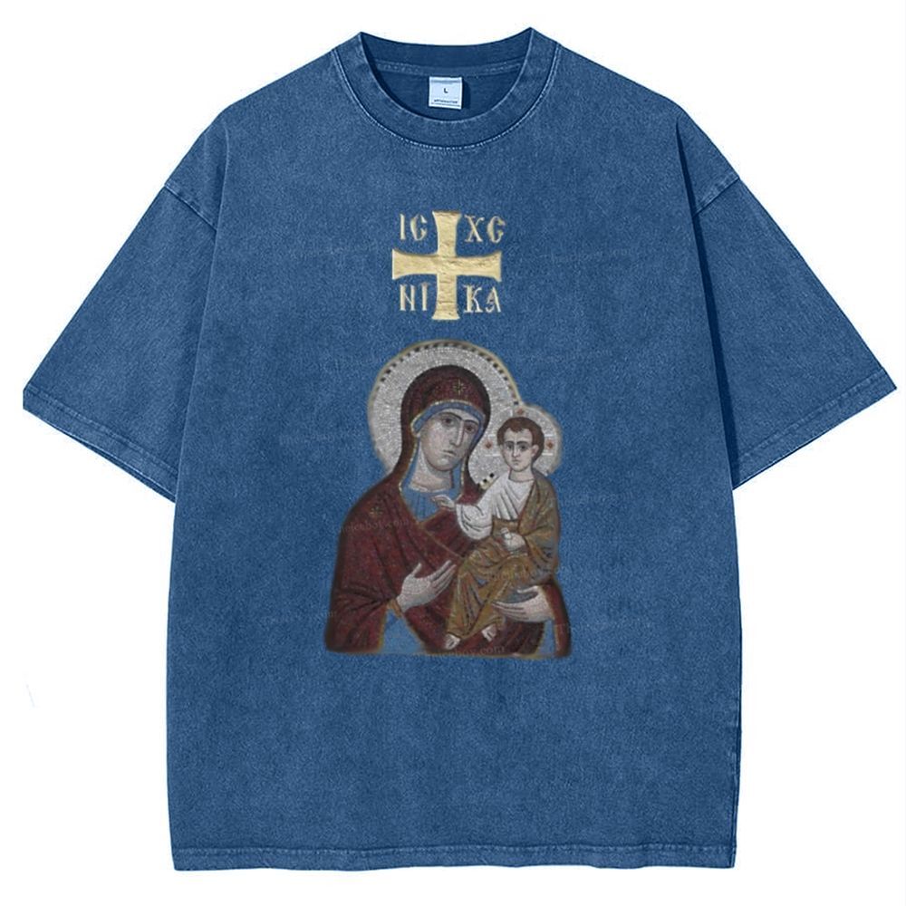IC XC NIKA Orthodox Icons Snowflake Vintage Cotton T-Shirt