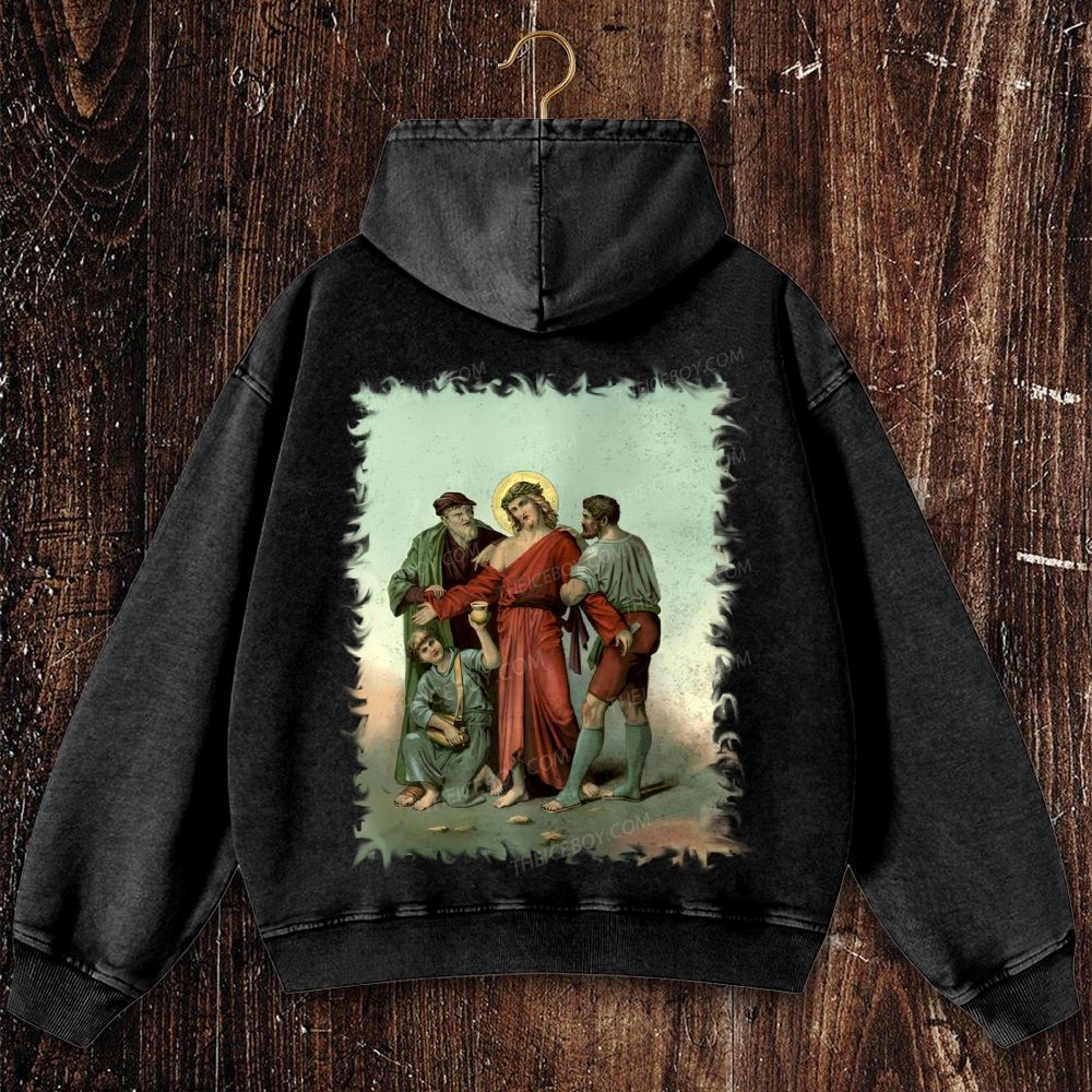 Jesus was stripped naked and given vinegar and bile Christian Washed Hoodie