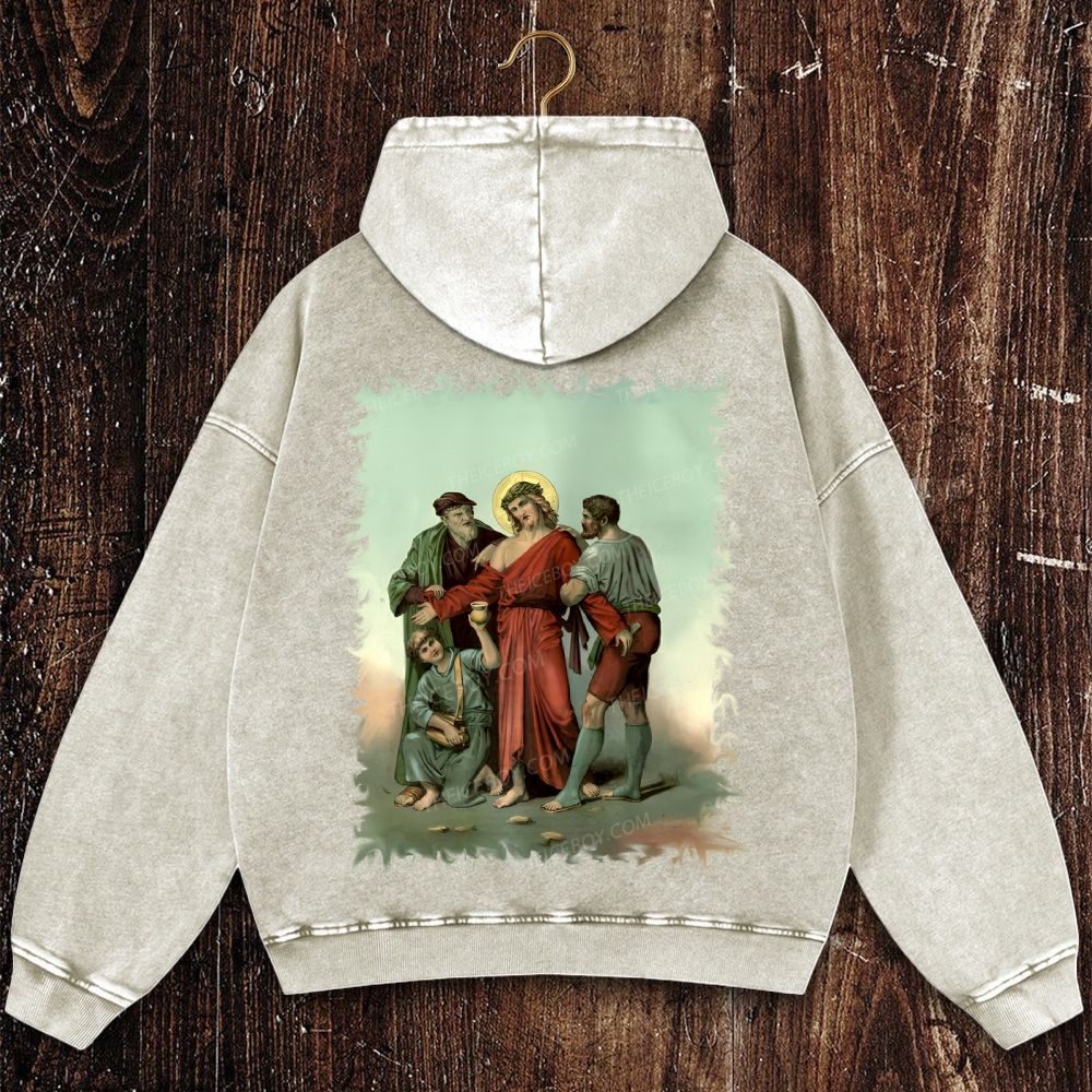 Jesus was stripped naked and given vinegar and bile Christian Washed Hoodie