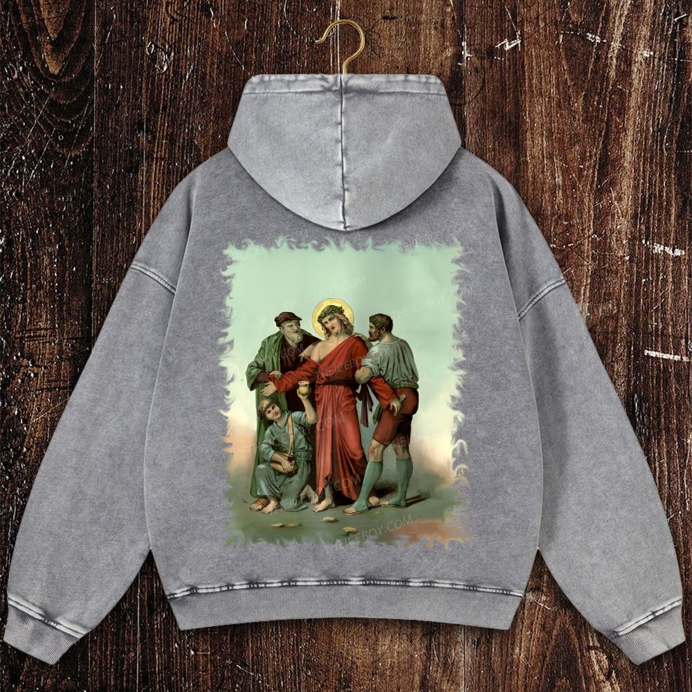 Jesus was stripped naked and given vinegar and bile Christian Washed Hoodie