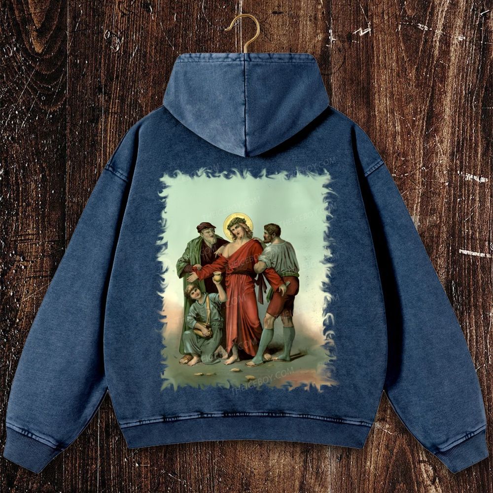 Jesus was stripped naked and given vinegar and bile Christian Washed Hoodie