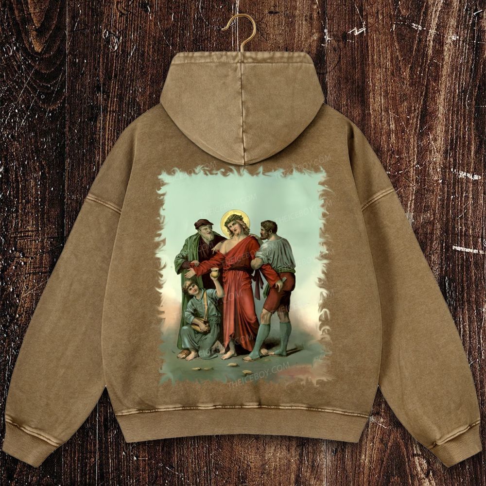 Jesus was stripped naked and given vinegar and bile Christian Washed Hoodie