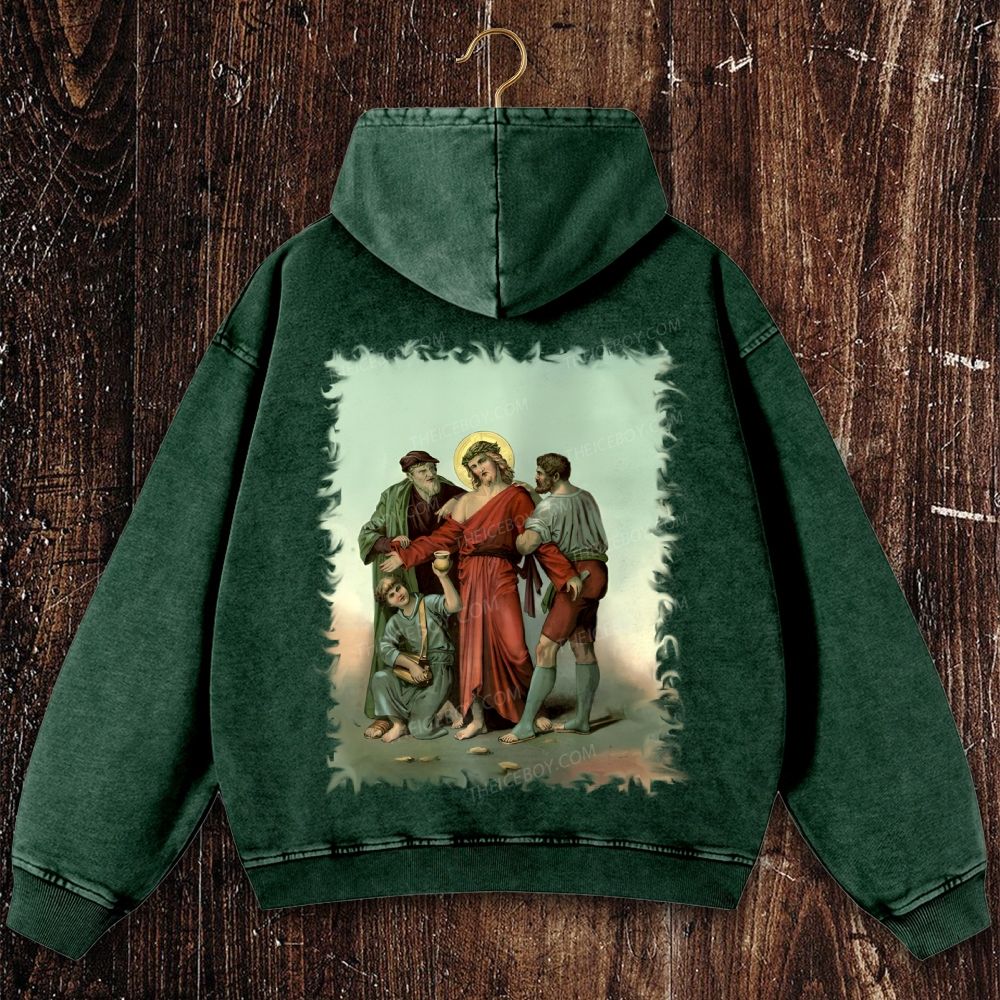 Jesus was stripped naked and given vinegar and bile Christian Washed Hoodie