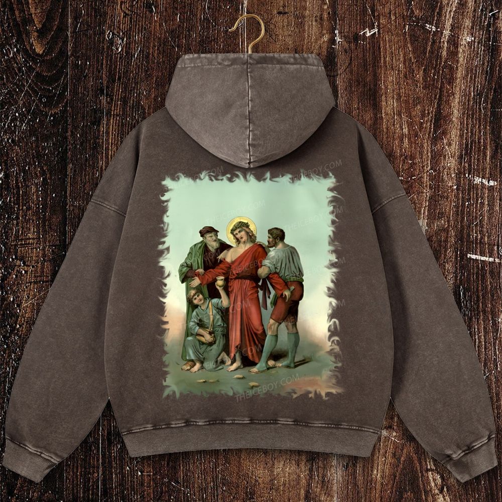 Jesus was stripped naked and given vinegar and bile Christian Washed Hoodie