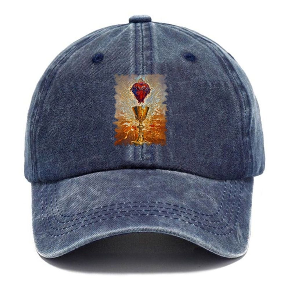 His Blood Remained In The Holy Grail. Unisex Vintage Casual Washed Cap