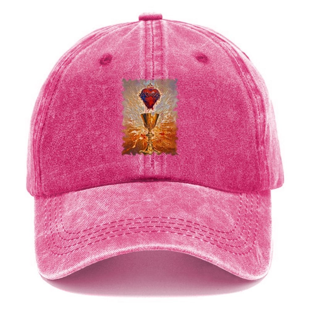 His Blood Remained In The Holy Grail. Unisex Vintage Casual Washed Cap