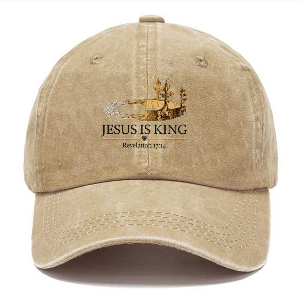 Jesus Is King Unisex Vintage Casual Washed Cap