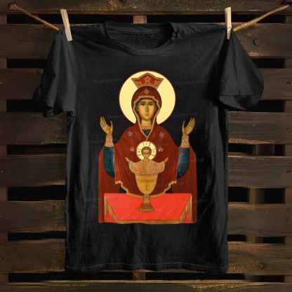 Orthodox Icon Of Virgin Mary Cotton T-shirt