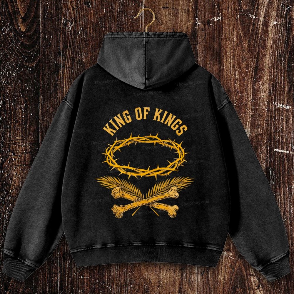 King Of Kings Christian Washed Hoodie