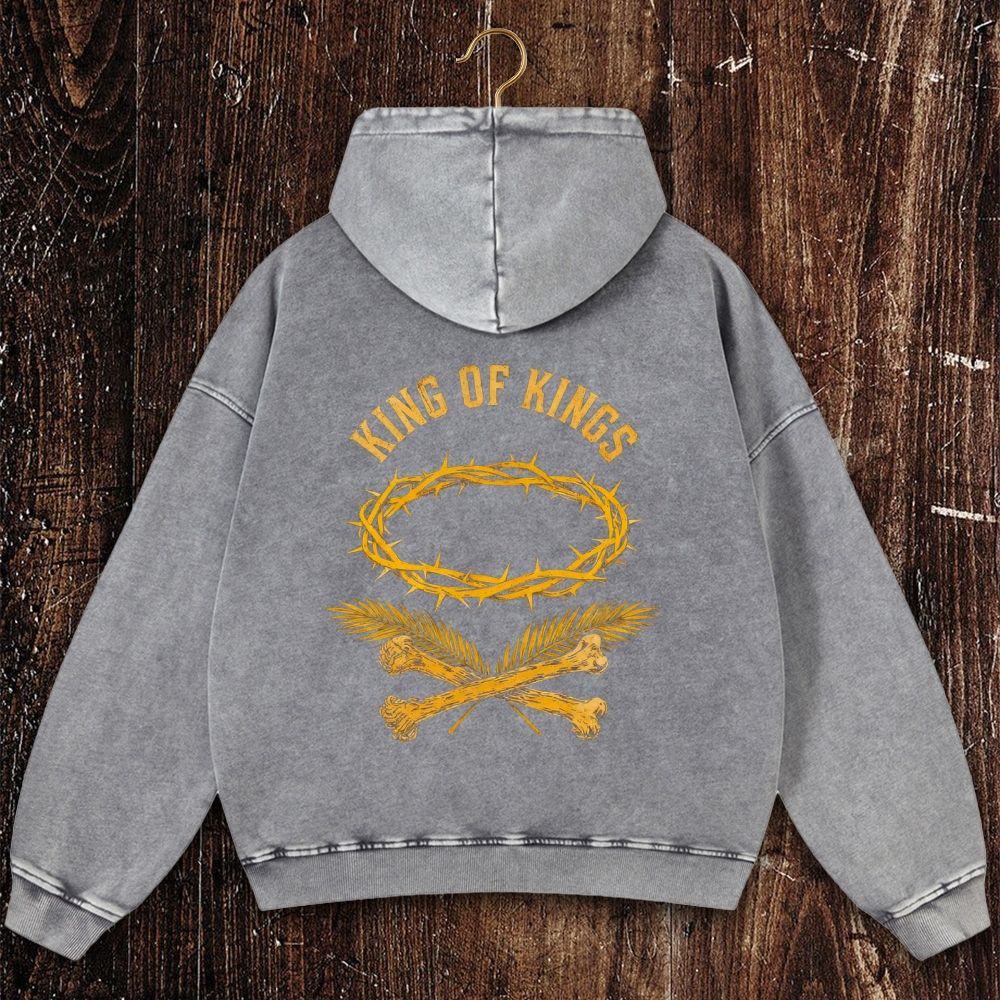 King Of Kings Christian Washed Hoodie