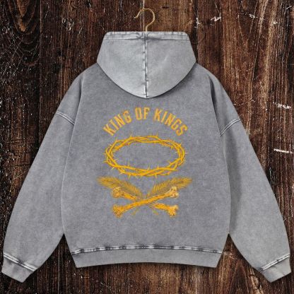 King Of Kings Christian Washed Hoodie