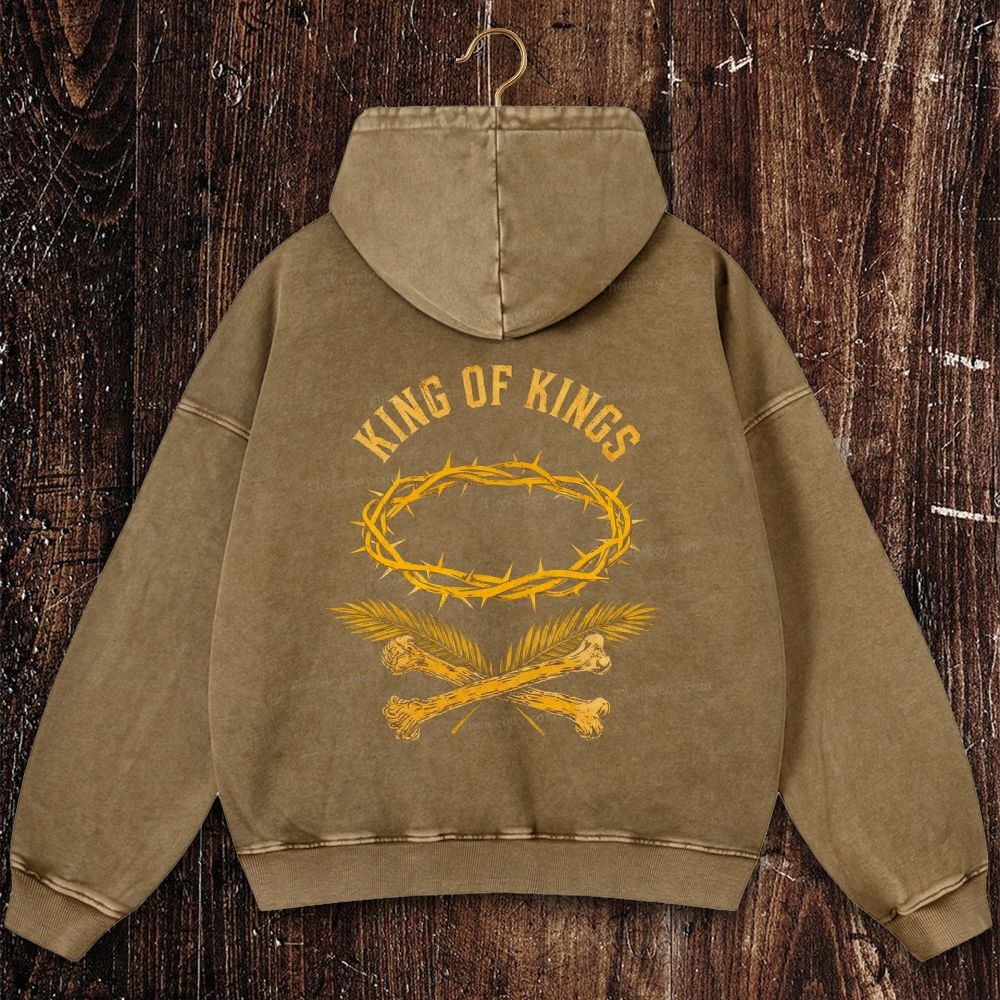 King Of Kings Christian Washed Hoodie