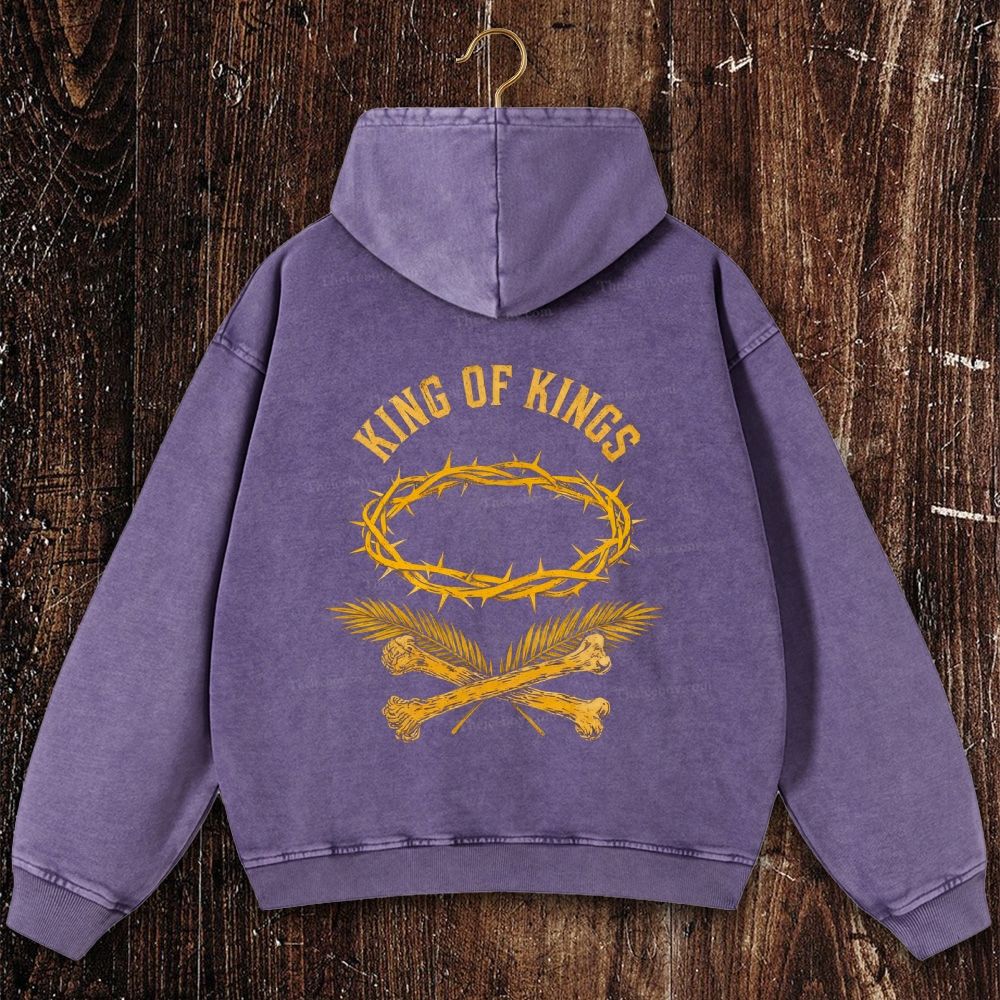 King Of Kings Christian Washed Hoodie