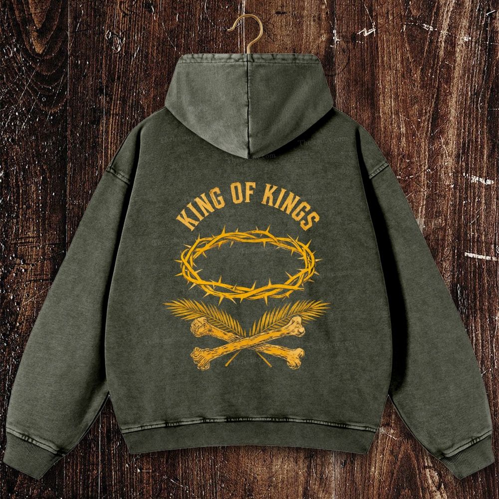 King Of Kings Christian Washed Hoodie