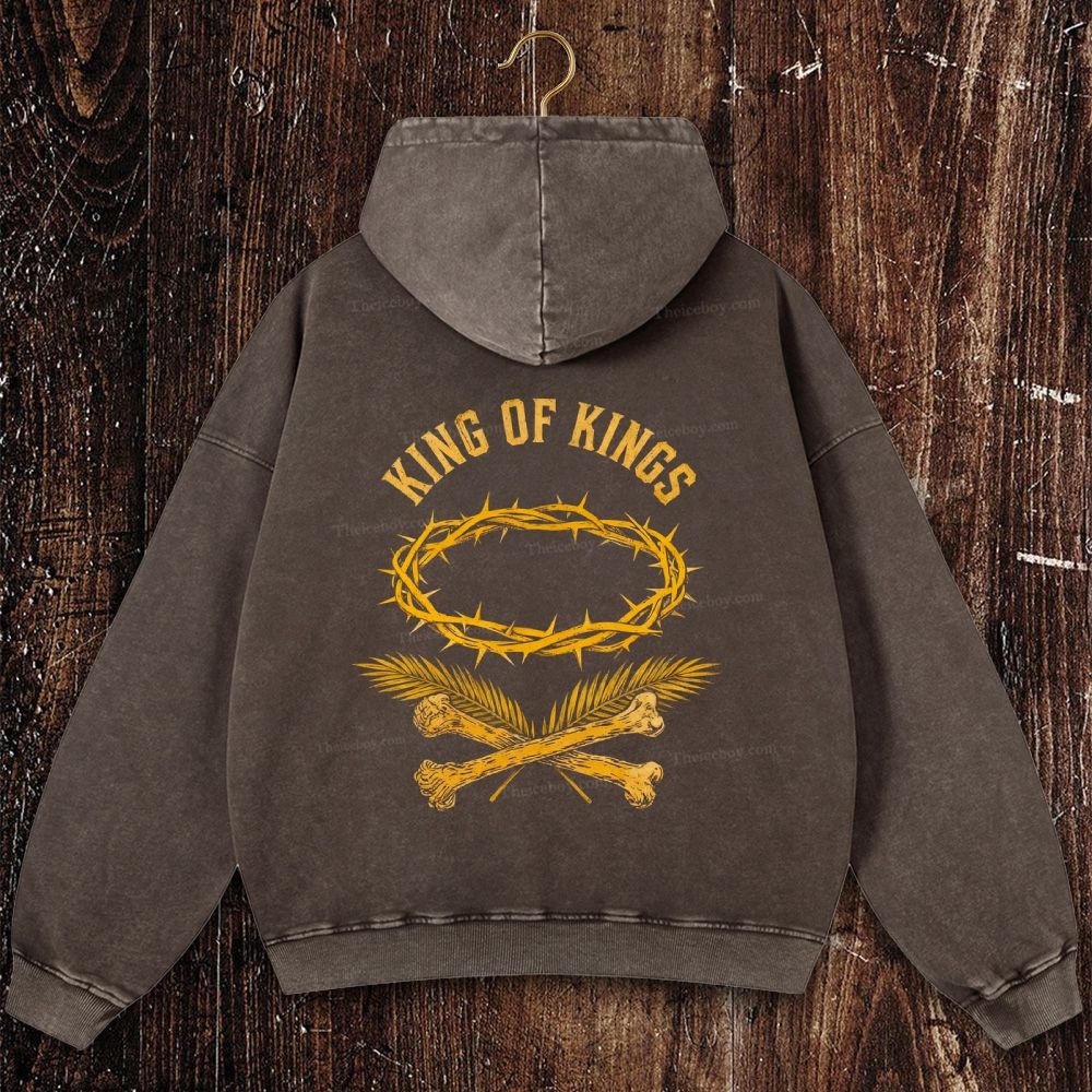 King Of Kings Christian Washed Hoodie