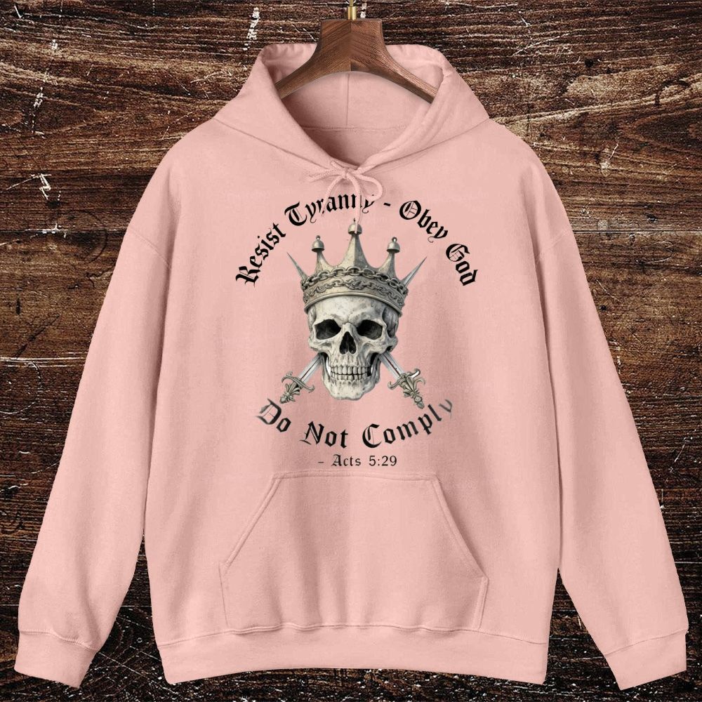 Swords of Divine Defiance: Tyranny-Resist Skull Crown Oversized Cotton Hoodies