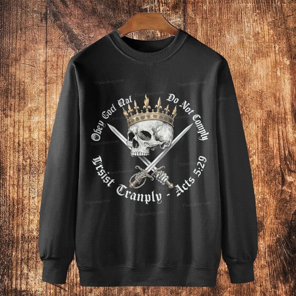Do Not Comply: Crown Skull’s Apostolic Resistance Cotton Crewneck Sweatshirt