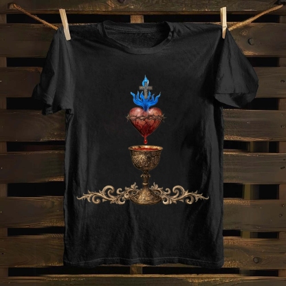 Holy Grail And Sacred Heart Cotton T-shirt