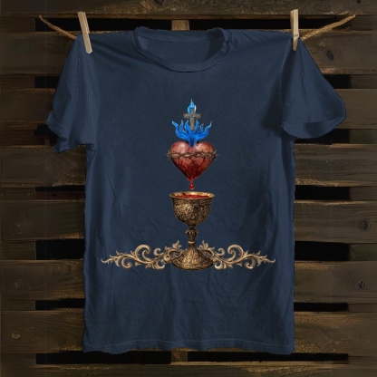 Holy Grail And Sacred Heart Cotton T-shirt