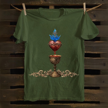Holy Grail And Sacred Heart Cotton T-shirt