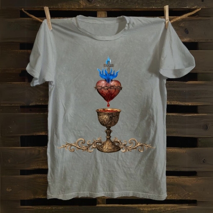 Holy Grail And Sacred Heart Cotton T-shirt