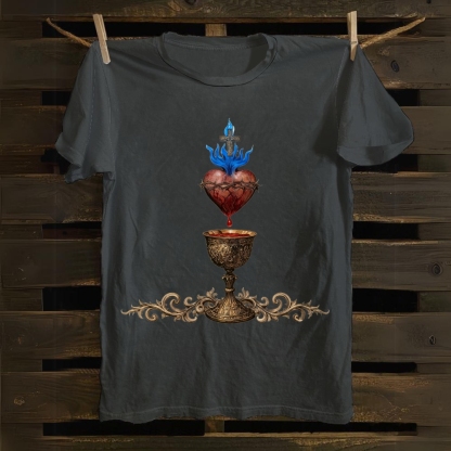 Holy Grail And Sacred Heart Cotton T-shirt