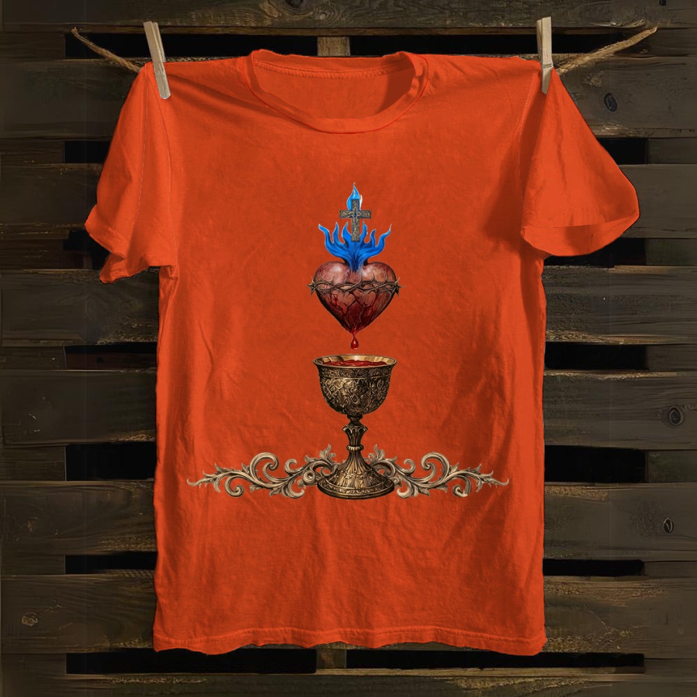 Holy Grail And Sacred Heart Cotton T-shirt