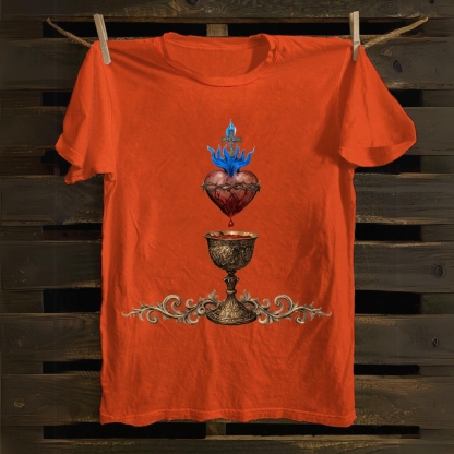 Holy Grail And Sacred Heart Cotton T-shirt