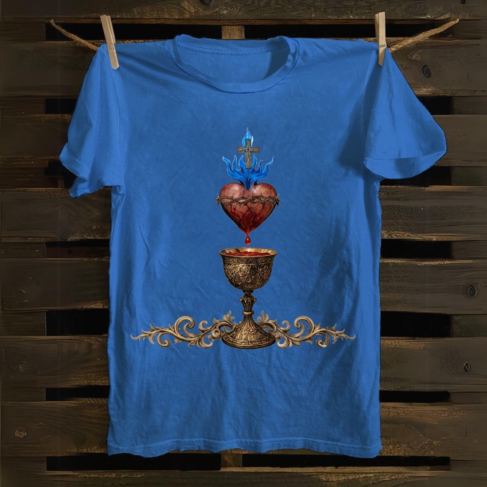 Holy Grail And Sacred Heart Cotton T-shirt
