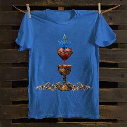 Holy Grail And Sacred Heart Cotton T-shirt