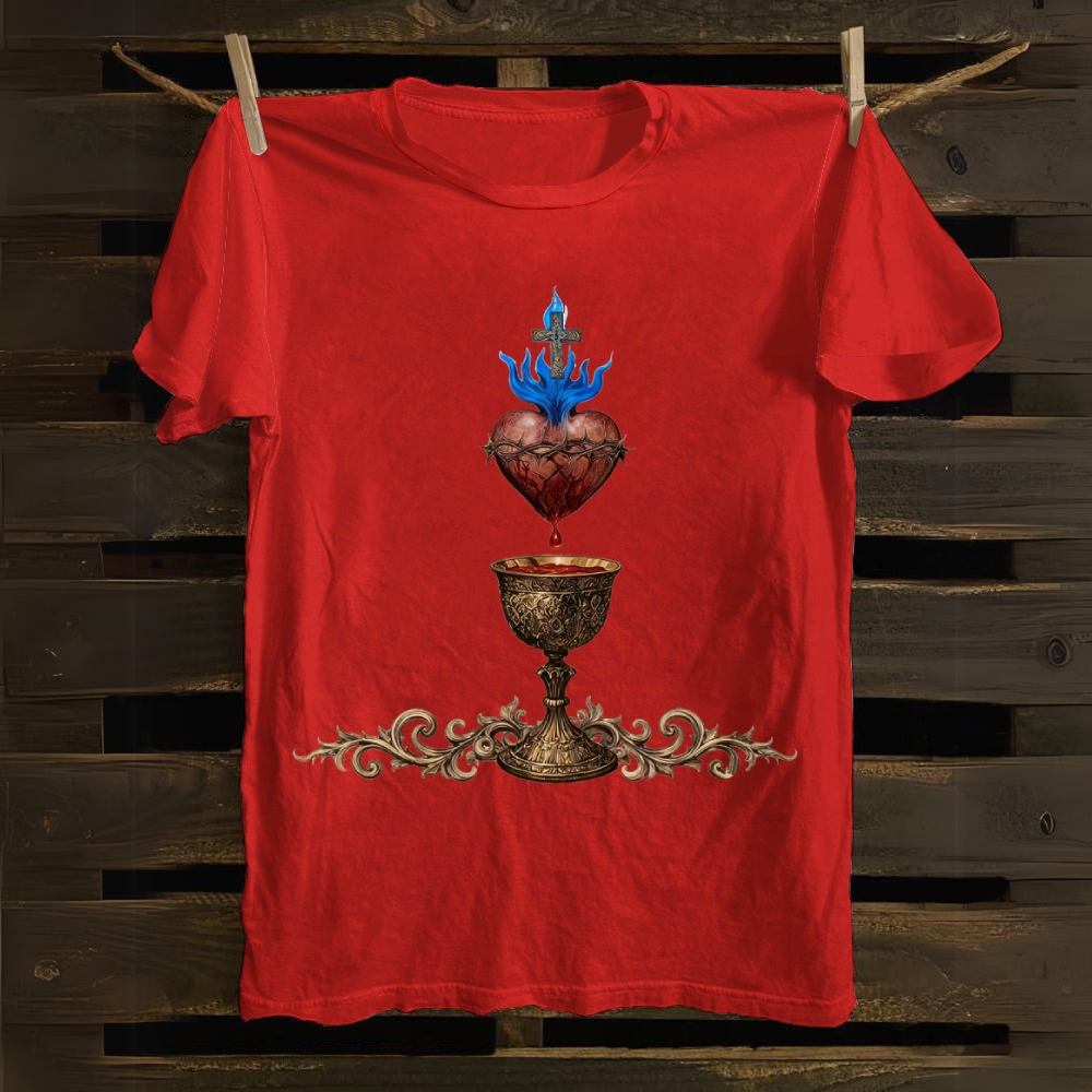 Holy Grail And Sacred Heart Cotton T-shirt