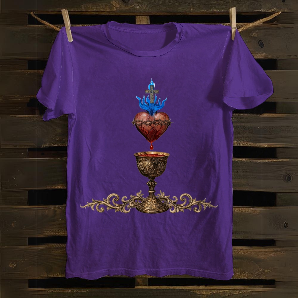 Holy Grail And Sacred Heart Cotton T-shirt