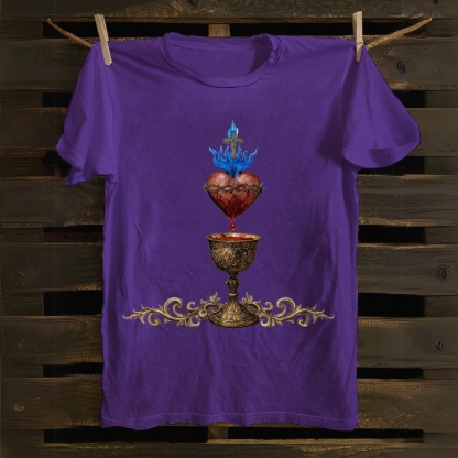 Holy Grail And Sacred Heart Cotton T-shirt