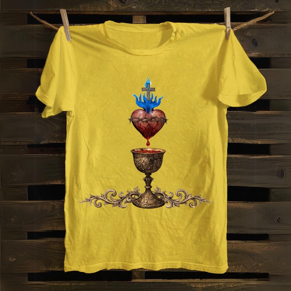 Holy Grail And Sacred Heart Cotton T-shirt