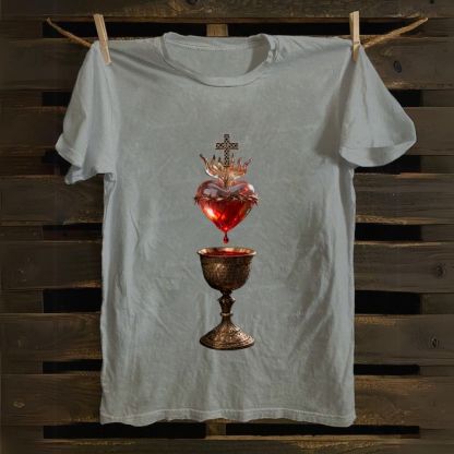 Sacred Heart And Holy Grail  Cotton T-shirt