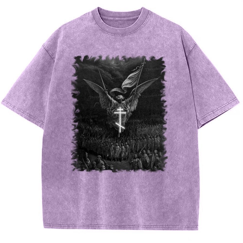 Angel Over Crusaders Snowflake Vintage Cotton T-Shirt
