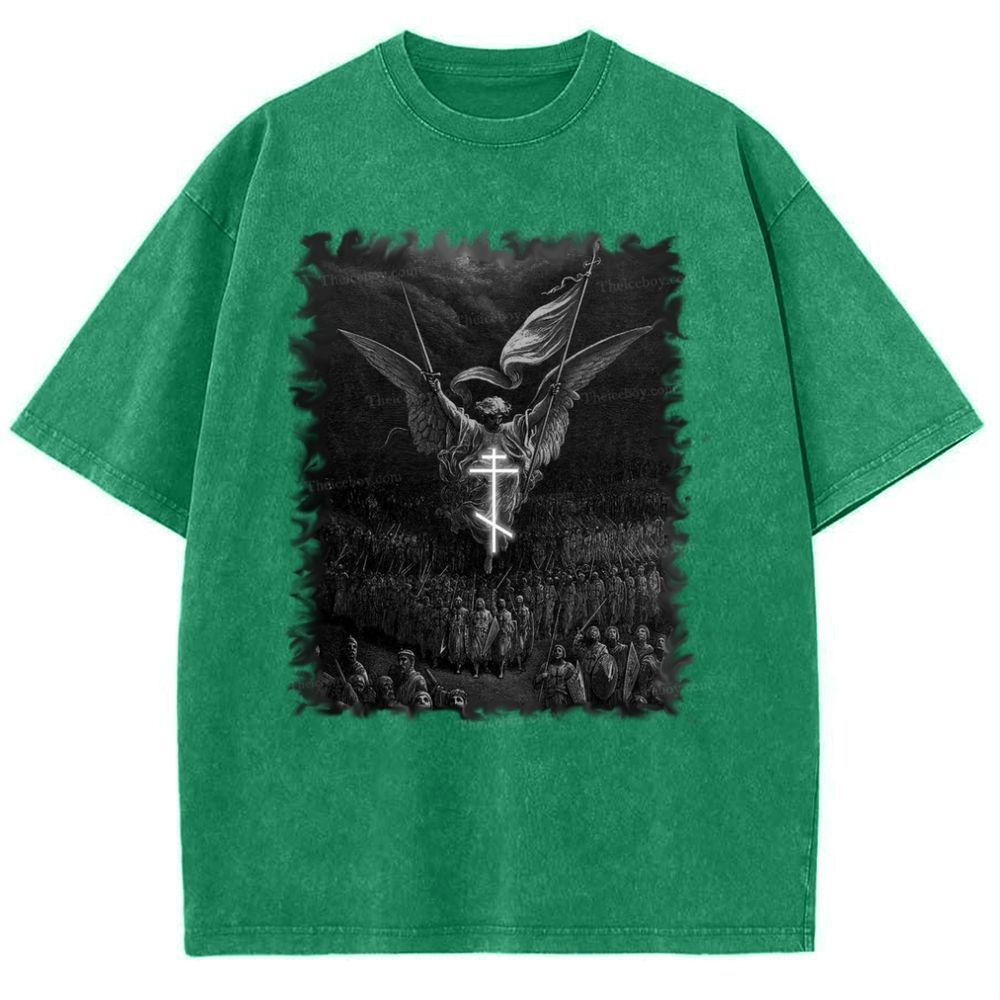 Angel Over Crusaders Snowflake Vintage Cotton T-Shirt