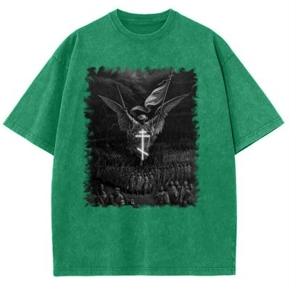 Angel Over Crusaders Snowflake Vintage Cotton T-Shirt