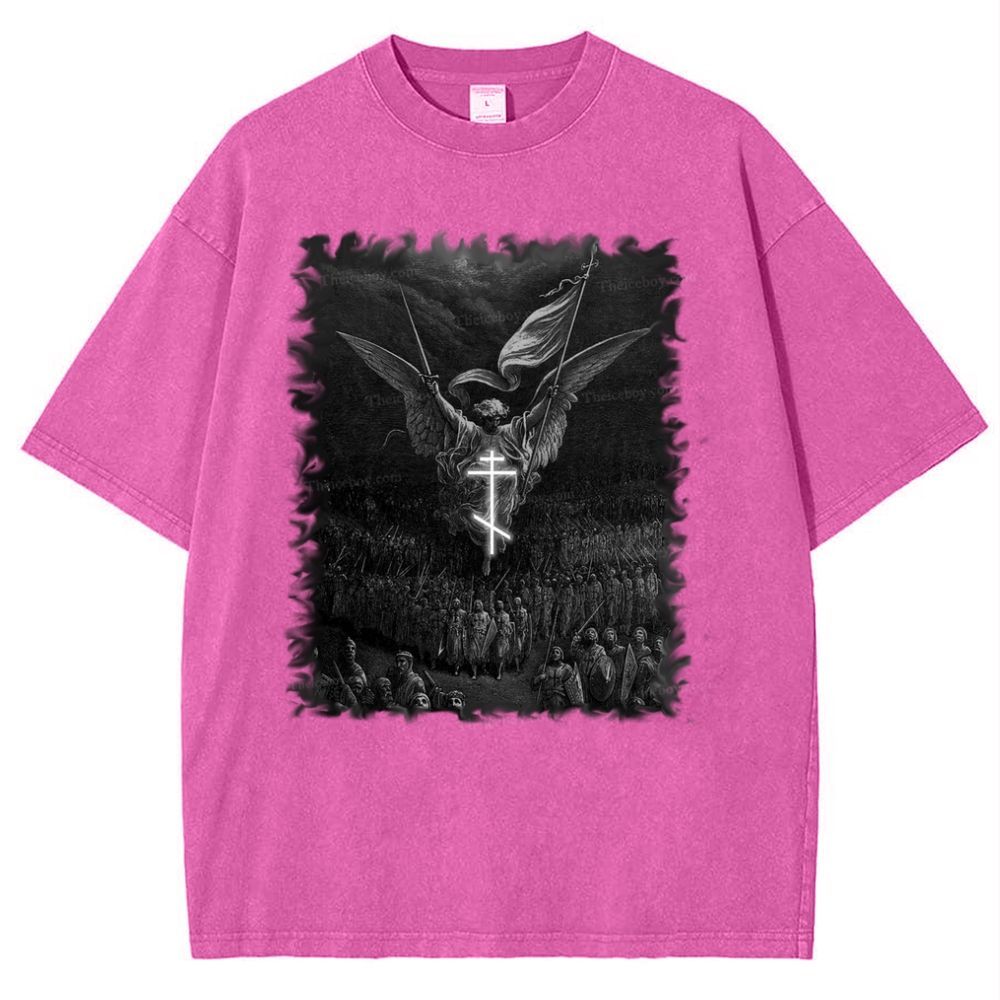 Angel Over Crusaders Snowflake Vintage Cotton T-Shirt