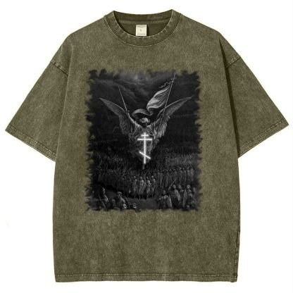 Angel Over Crusaders Snowflake Vintage Cotton T-Shirt