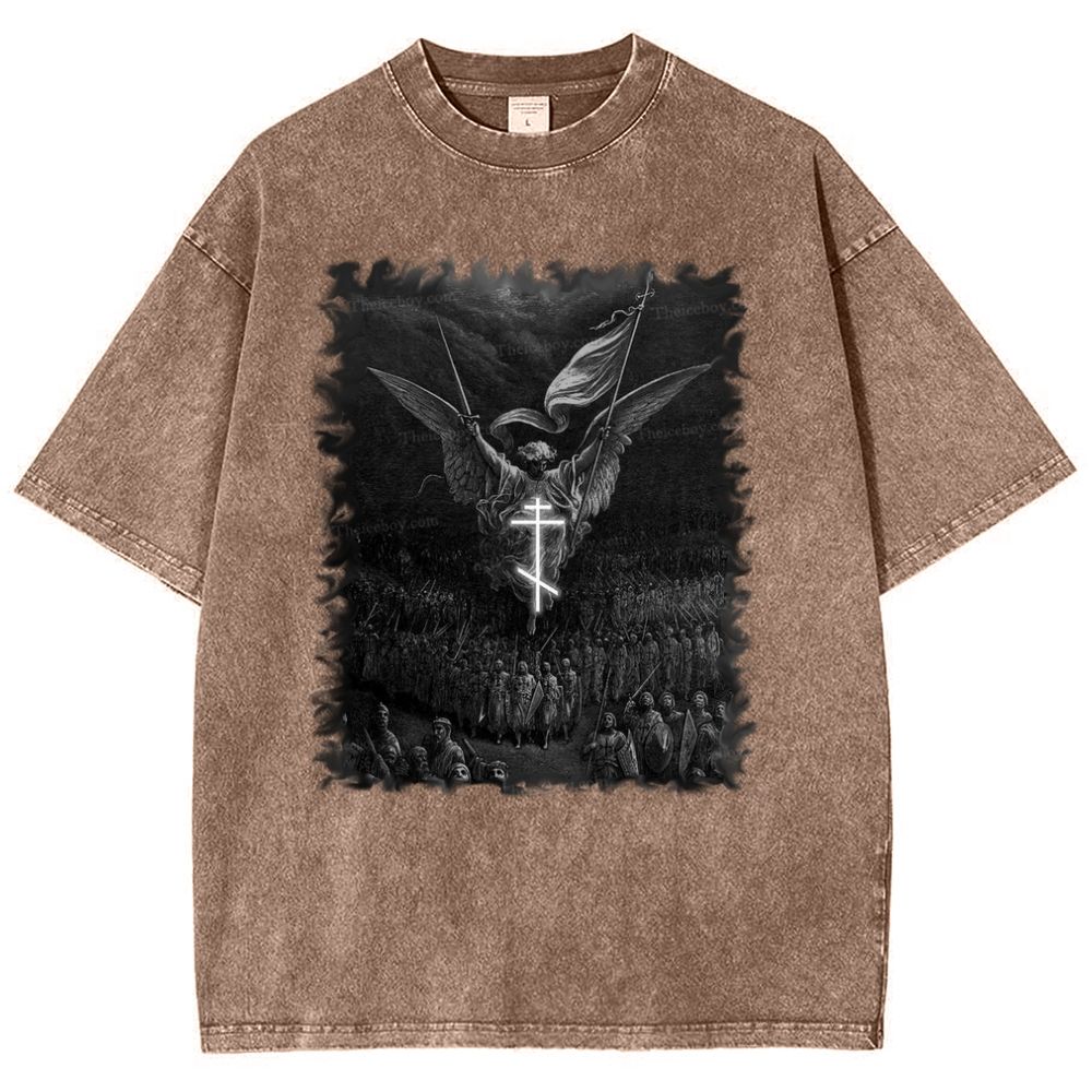 Angel Over Crusaders Snowflake Vintage Cotton T-Shirt