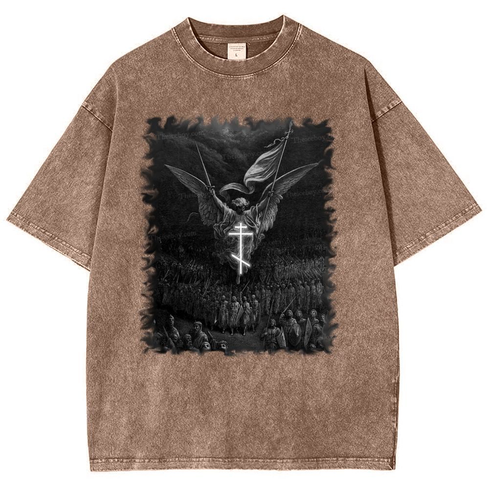 Angel Over Crusaders Snowflake Vintage Cotton T-Shirt