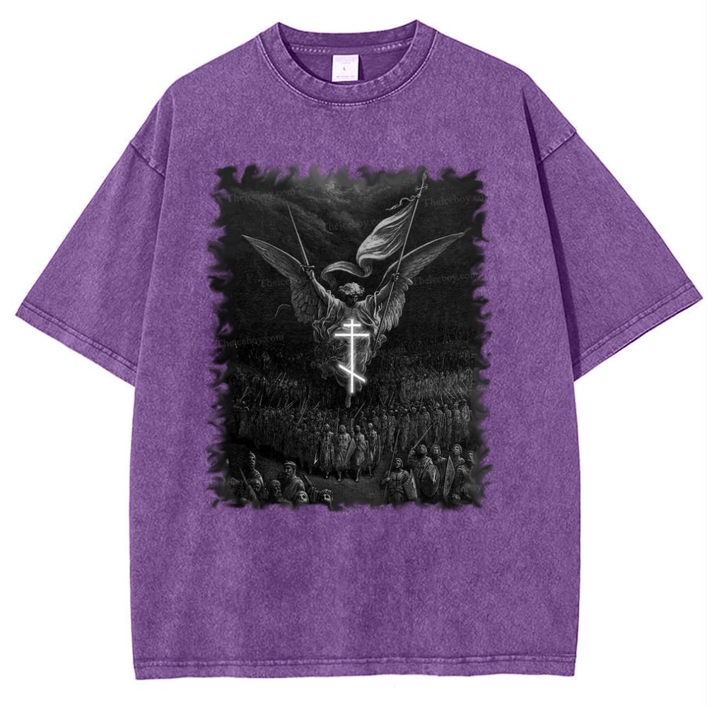 Angel Over Crusaders Snowflake Vintage Cotton T-Shirt