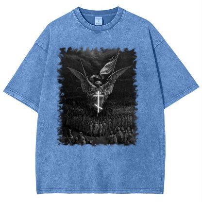 Angel Over Crusaders Snowflake Vintage Cotton T-Shirt