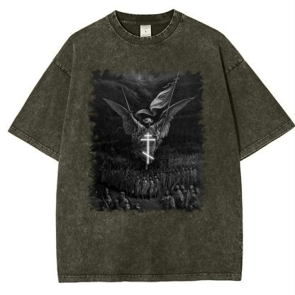 Angel Over Crusaders Snowflake Vintage Cotton T-Shirt